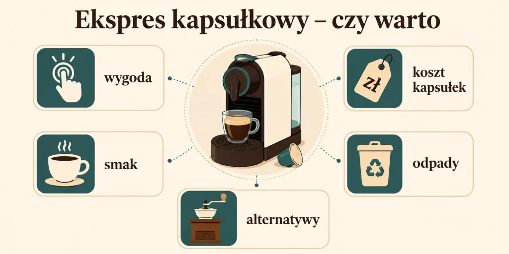 Ekspres kapsułkowy — wygoda, koszt kapsułek, odpady, alternatywy i decyzja zakupowa
