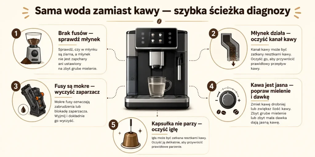 Sama woda zamiast kawy — szybka ścieżka diagnozy