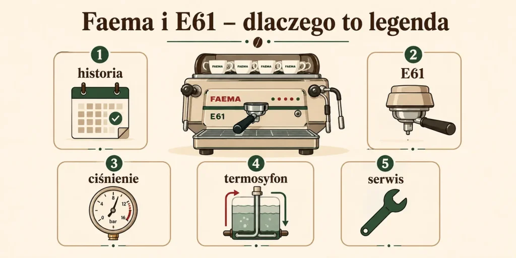 Faema i E61 — historia, zastosowanie, serwis, kawiarnia, pasjonat