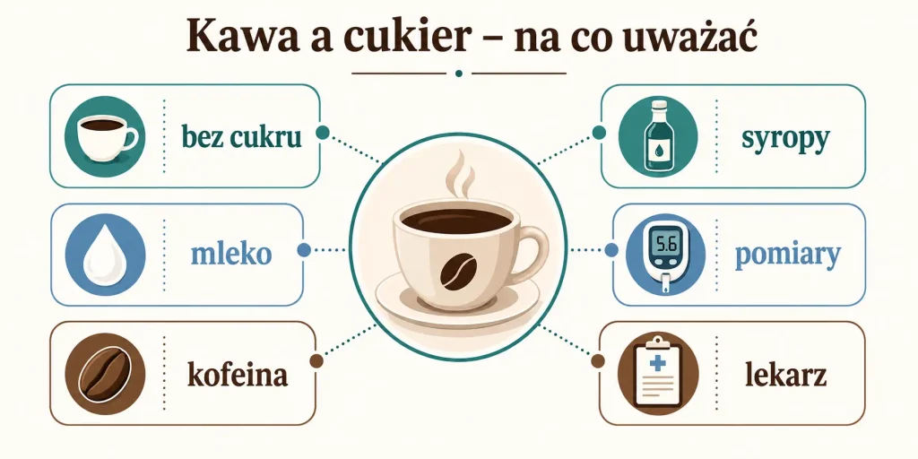 Kawa a cukier — czarna kawa, dodatki, mleko, kofeina, pomiary, lekarz