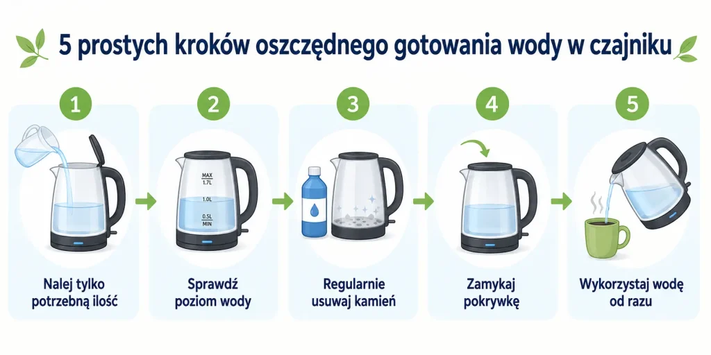 5 sposobów na oszczędne gotowanie wody w czajniku