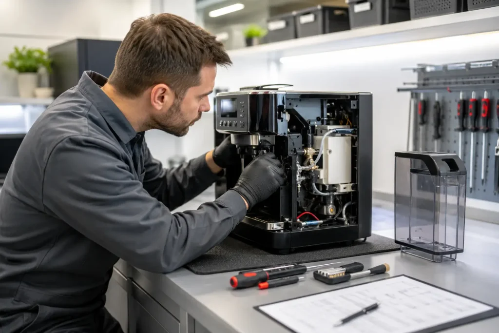 Technik sprawdzający pracę pompy i mechanizmu ekspresu