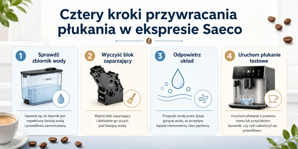 4 kroki przywracania płukania w ekspresie Saeco