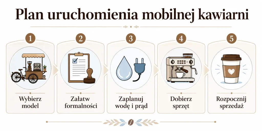 Plan uruchomienia mobilnej kawiarni — model, formalności, zaplecze, sprzęt i sprzedaż.