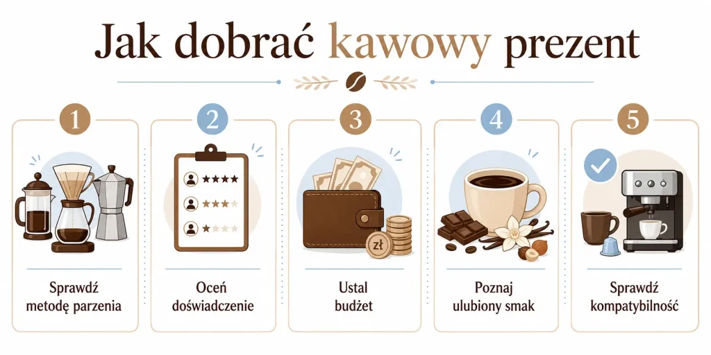 Jak dobrać kawowy prezent — metoda parzenia, poziom doświadczenia, budżet, gust i kompatybilność.