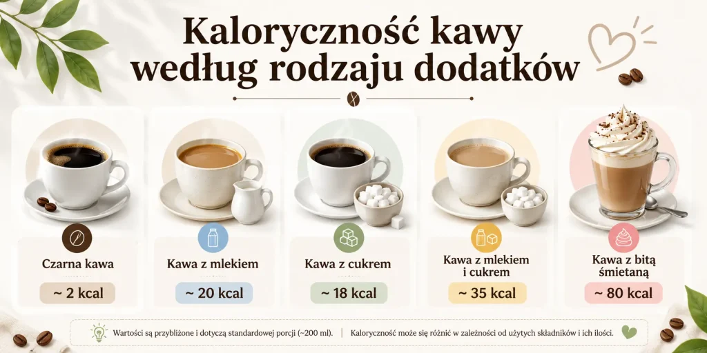 kaloryczność kawy według dodatków