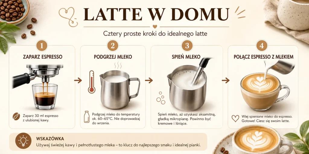 latte w 4 krokach przygotowania