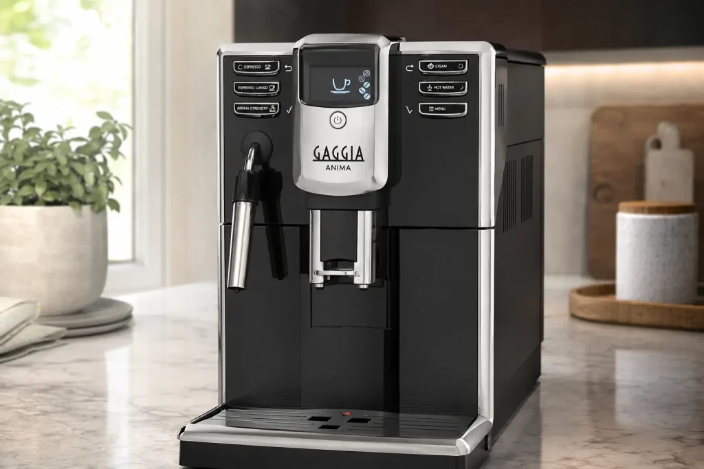 automatyczny ekspres Gaggia Anima z widocznym panelem sterowania