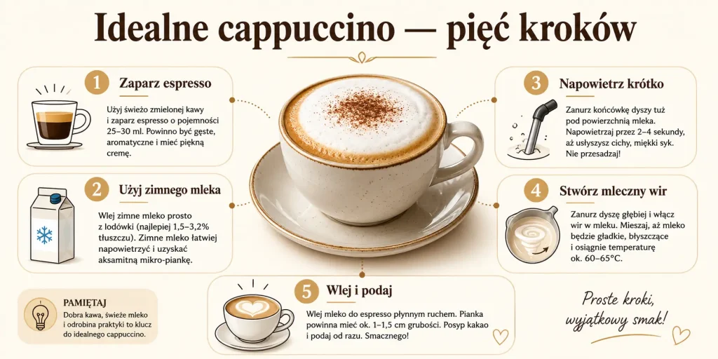 Jak zrobić cappuccino w domu? Przepis, proporcje i idealna pianka