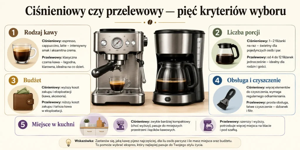 Ekspres ciśnieniowy czy przelewowy — który wybrać do domu?