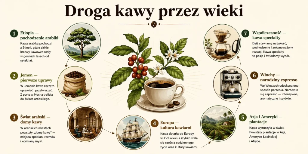 Historia kawy — od etiopskiej legendy do współczesnej filiżanki