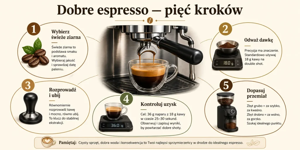 Jak zrobić espresso w domu? Proporcje, mielenie i przepis krok po kroku