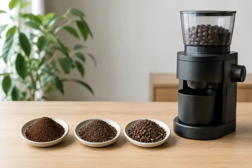 Kilka próbek przemiału dopasowanych do espresso, dripa i French pressa.