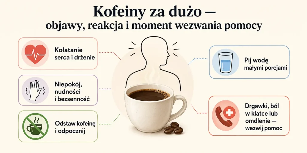 Kofeiny za dużo — objawy, reakcja i moment wezwania pomocy