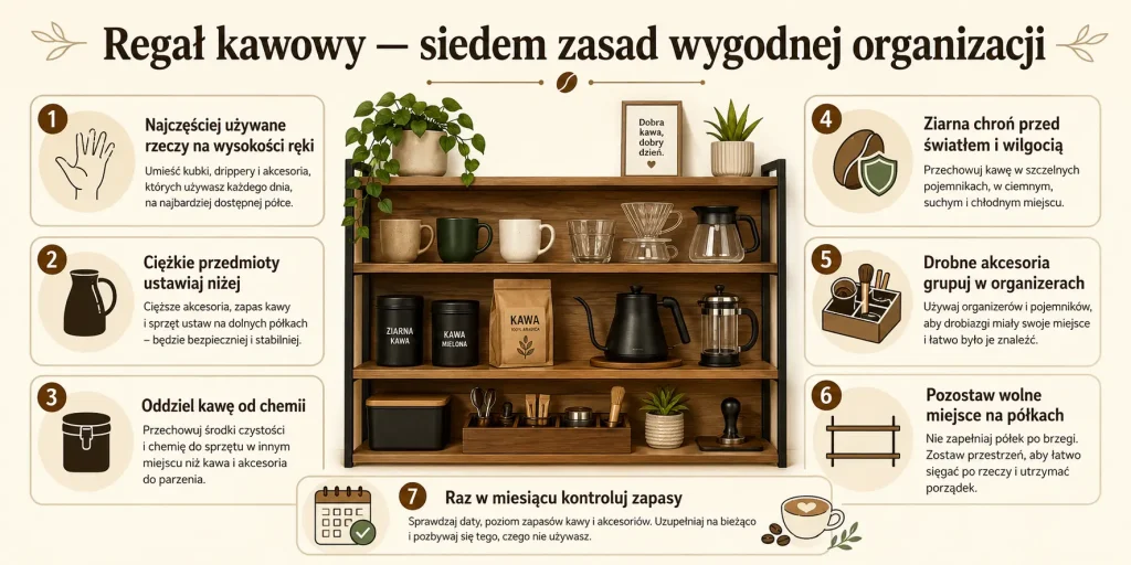 Regał kawowy — siedem zasad wygodnej organizacji