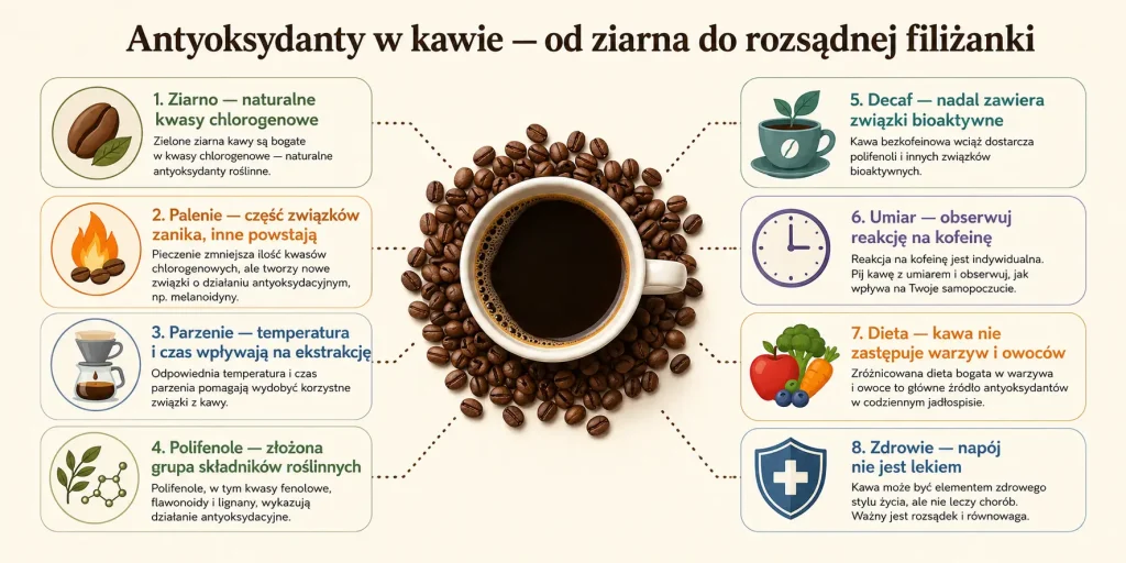 Antyoksydanty w kawie — od ziarna do rozsądnej filiżanki