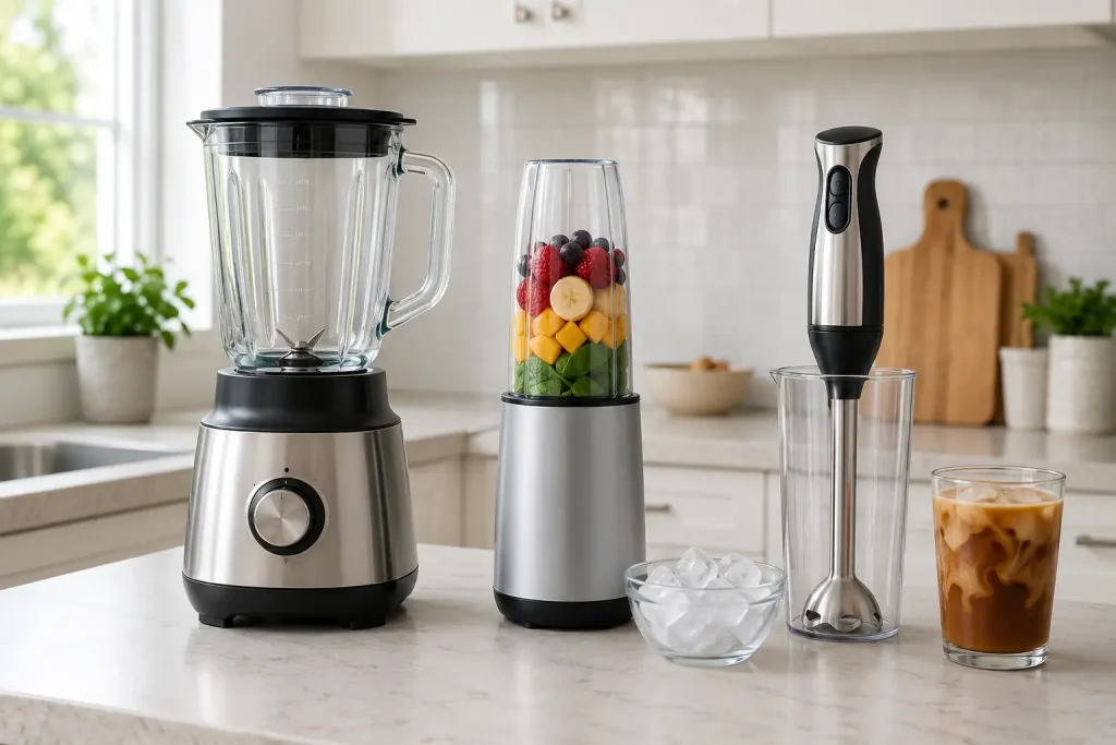 Blender kielichowy, personalny i ręczny przygotowane do porównania