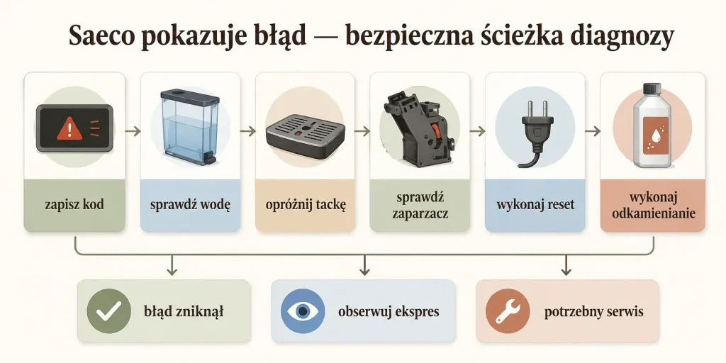 Saeco pokazuje błąd — bezpieczna ścieżka diagnozy