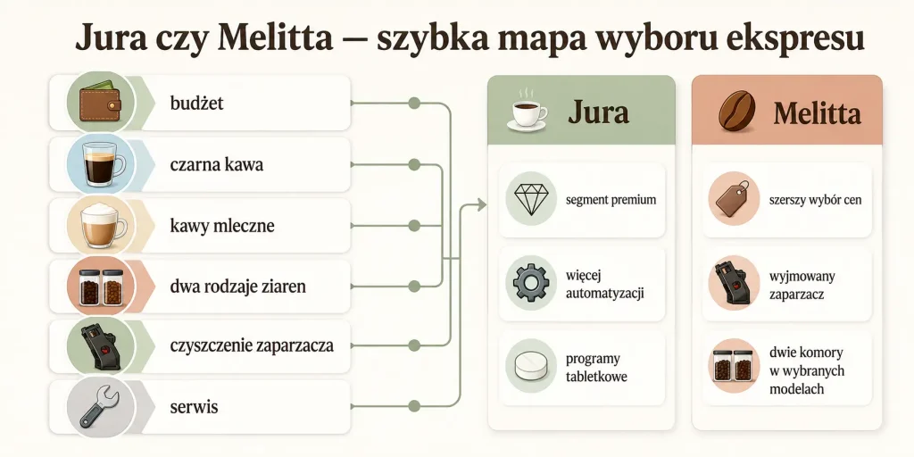 Jura czy Melitta — szybka mapa wyboru ekspresu
