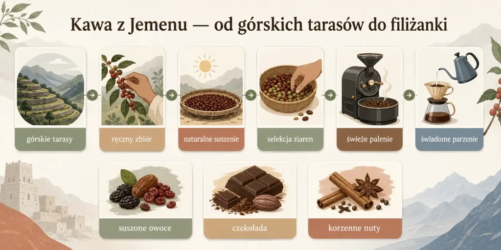 Kawa z Jemenu — od górskich tarasów do filiżanki